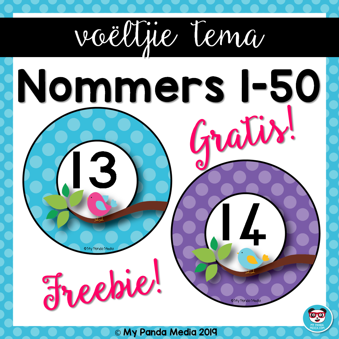Nommers 1 - 50 Voëltjie Tema | Gratis | Verniet | Free